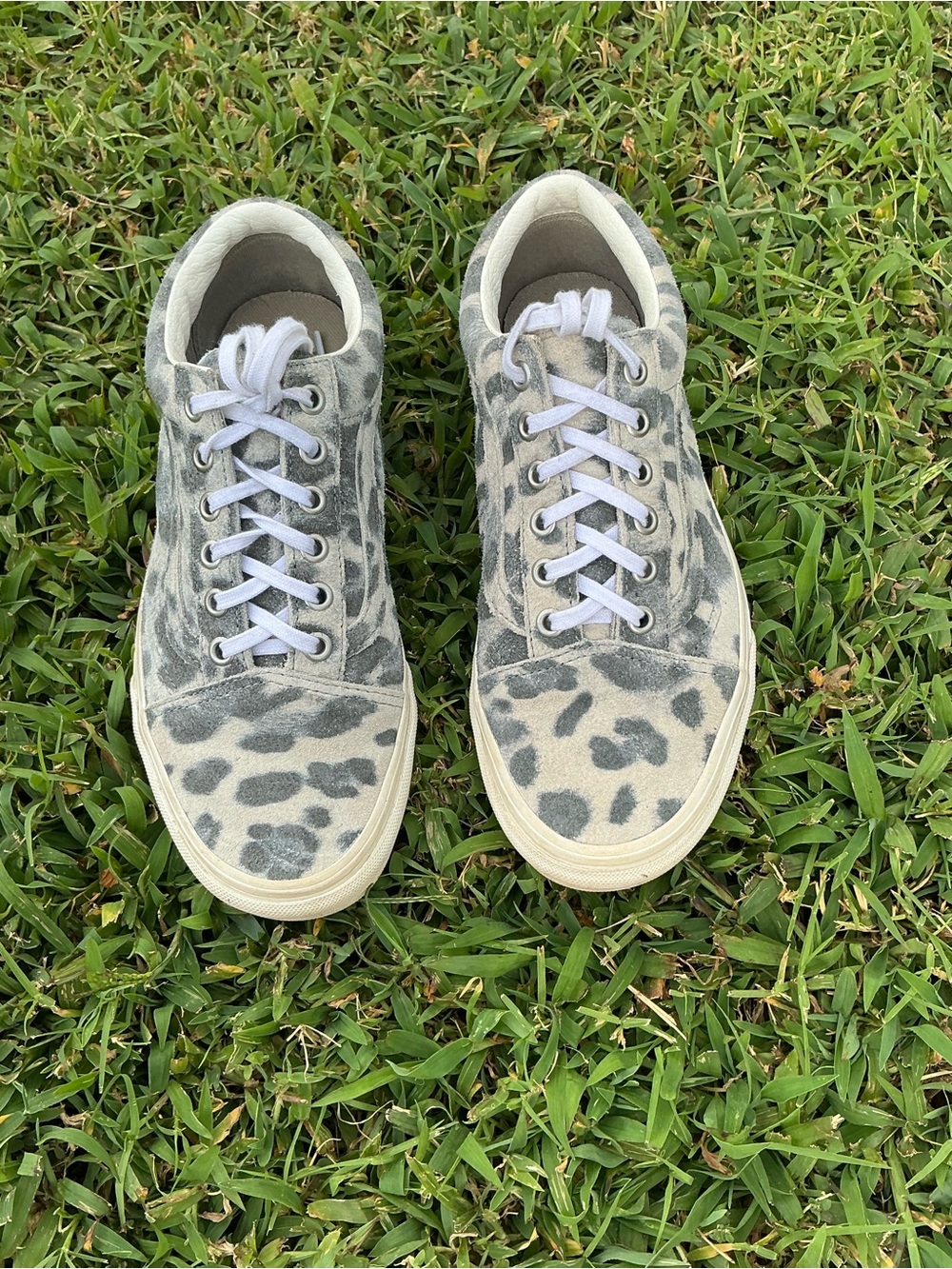 Vans Women's Leopard Print Canvas Sneakers - Gray & White